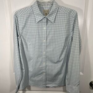 L.L. Bean Womens Light Blue Plaid Shirt Size Medium CB-BB